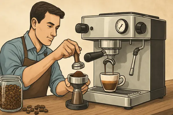 Espresso entdecken: Ihr ausführlicher Leitfaden für meisterhafte Zubereitung und Genuss – passende Illustration