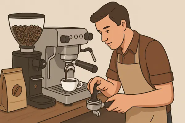 Espresso entdecken: Ihr ausführlicher Leitfaden für meisterhafte Zubereitung und Genuss – passende Illustration