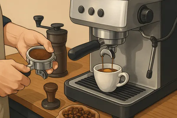 Espresso entdecken: Ihr ausführlicher Leitfaden für meisterhafte Zubereitung und Genuss – passende Illustration