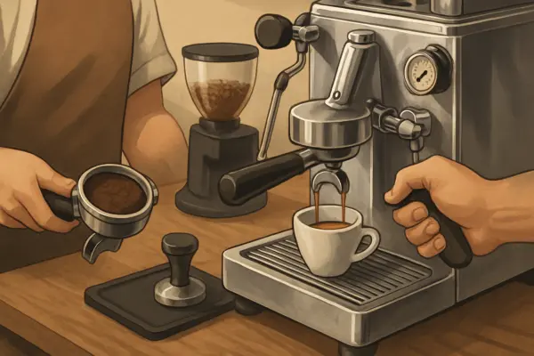 Espresso entdecken: Ihr ausführlicher Leitfaden für meisterhafte Zubereitung und Genuss – passende Illustration