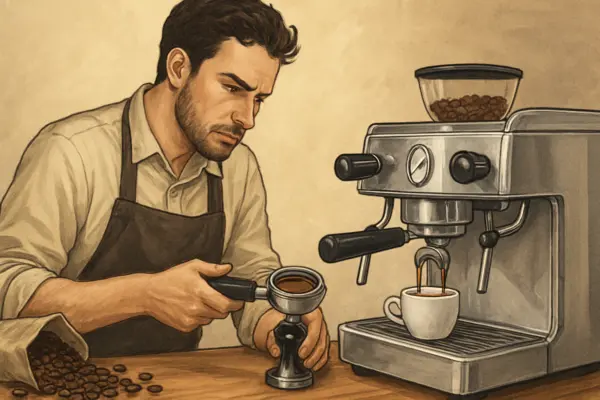 Espresso entdecken: Ihr ausführlicher Leitfaden für meisterhafte Zubereitung und Genuss – passende Illustration