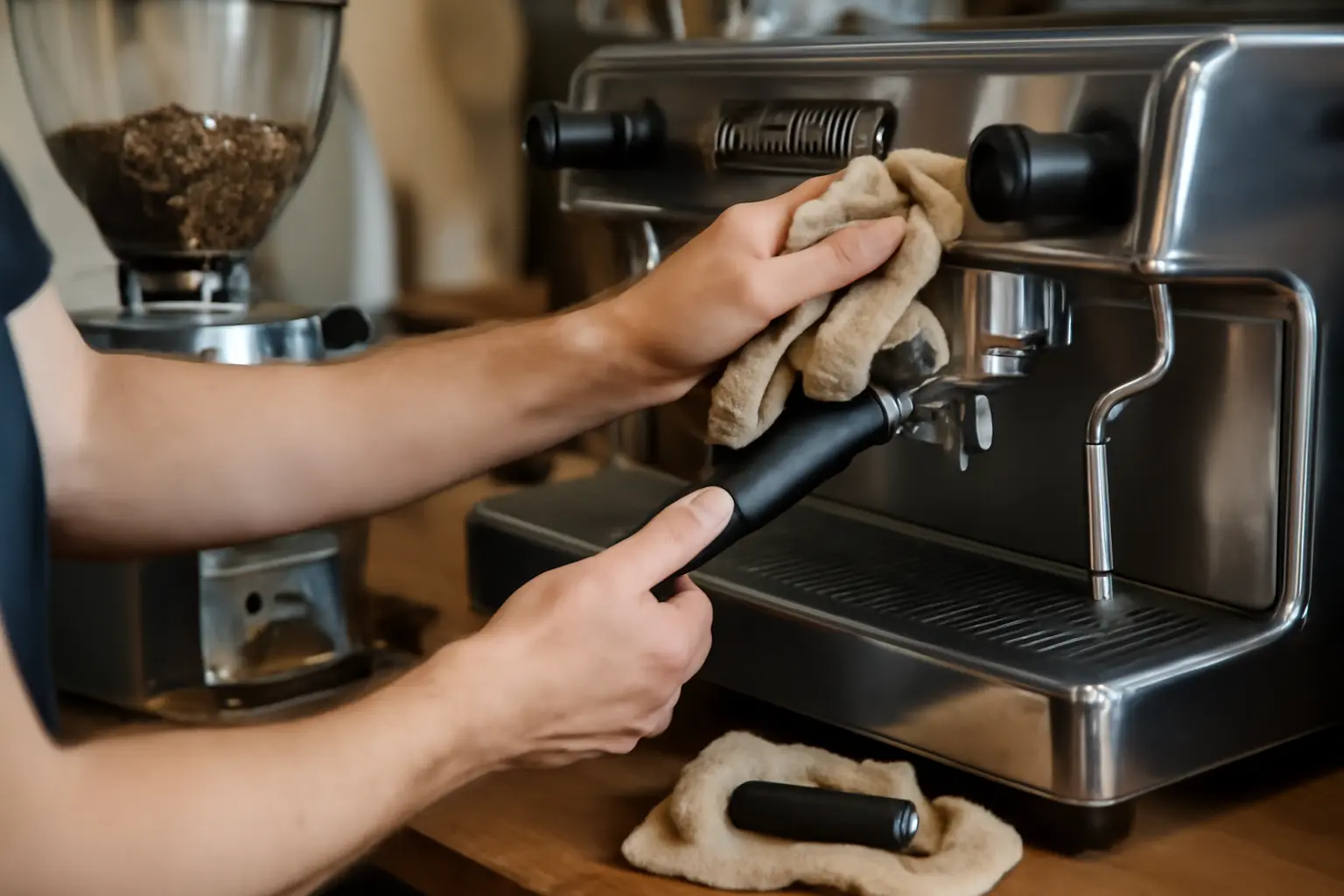 Reinigung der Siebträgermaschine und Kaffeemühle für konstant hohe Qualität – espresso zubereitung