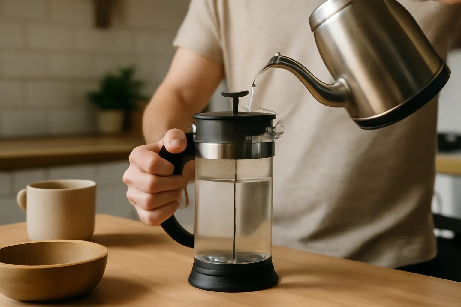 French Press vorwärmen für konstante Brühtemperatur – French Press Anleitung Einsteiger