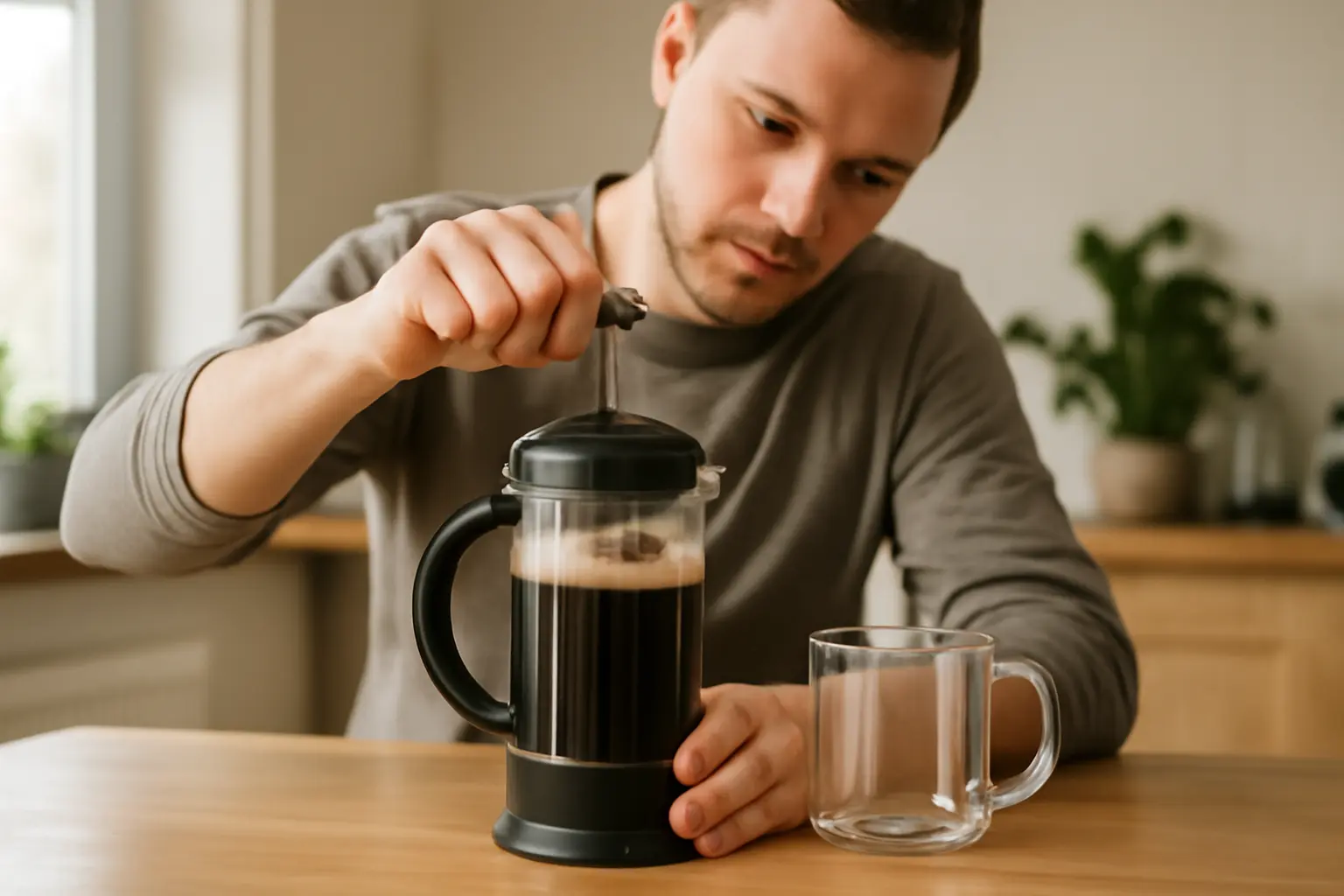 Pressen – so lässt du den Kaffee langsam getrennt zurück – French Press Anleitung Einsteiger