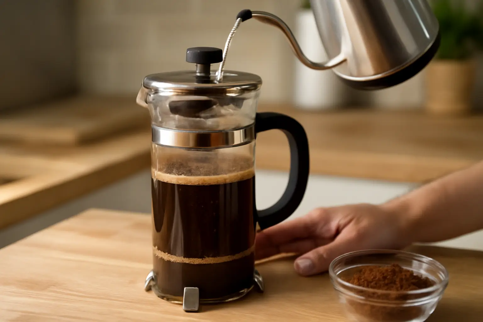 Brühzeit und Aufgießtechnik präzise steuern – Schlüssel zur perfekten Aromabalance – French Press Zubereitung