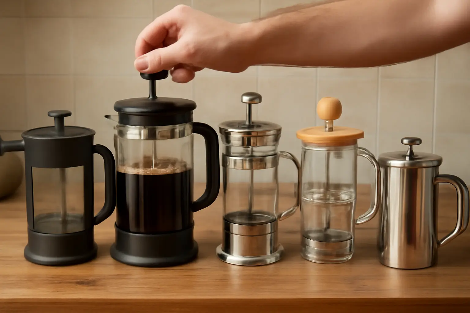Auswahl der perfekten French Press: Materialien und Größen übersichtlich dargestellt – French Press Zubereitung