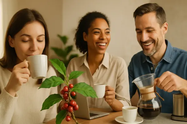 Kaffee entdecken: Von Bohne bis Genuss – Ihr Leitfaden für alle Lebenslagen – passende Illustration
