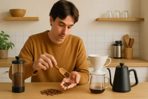Kaffeezubereitung für Anfänger: So gelingen die ersten Schritte mit frischen Bohnen – passende Illustration