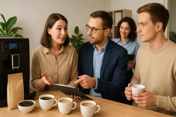 So wählen Sie den idealen Kaffee für Ihr Büro: Praktische Tipps für Entscheidungsträger – passende Illustration