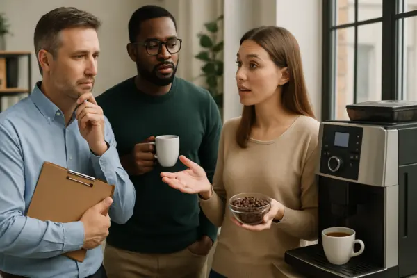 So wählen Sie den idealen Kaffee für Ihr Büro: Praktische Tipps für Entscheidungsträger – passende Illustration