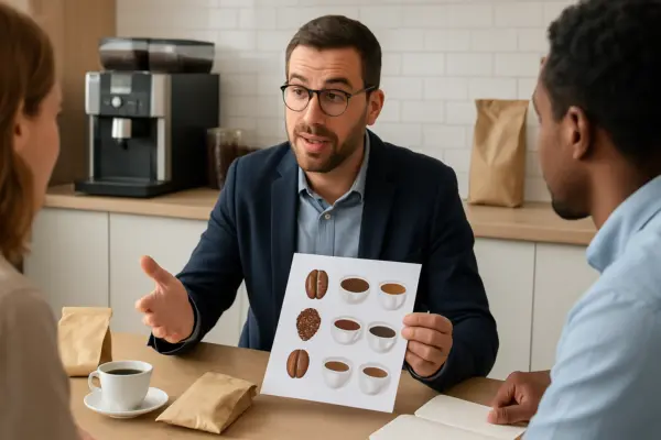 So wählen Sie den idealen Kaffee für Ihr Büro: Praktische Tipps für Entscheidungsträger – passende Illustration